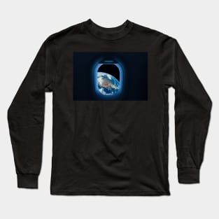 Space Travel Blue Planet Earth Window Seat Long Sleeve T-Shirt